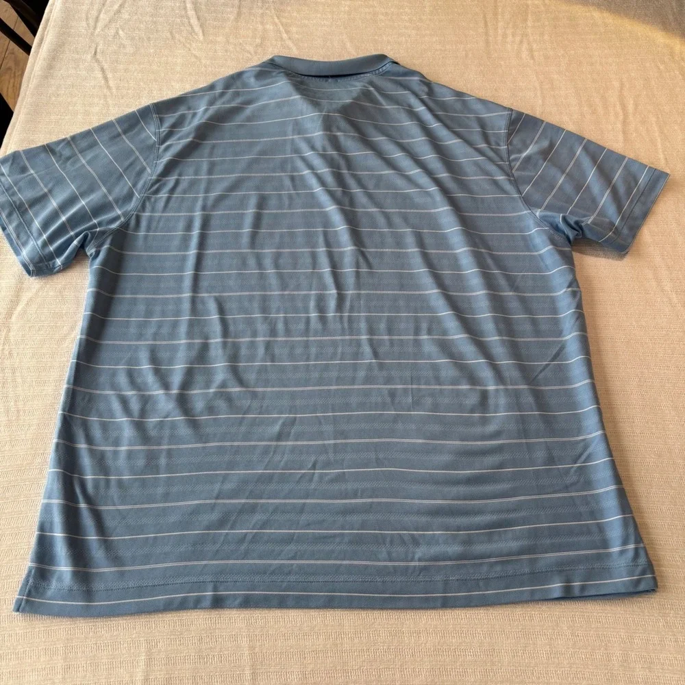 Nike Golf Mens XXL Dri-FIT Striped Polo‎ Shirt Blue White Short Sleeve RN56323